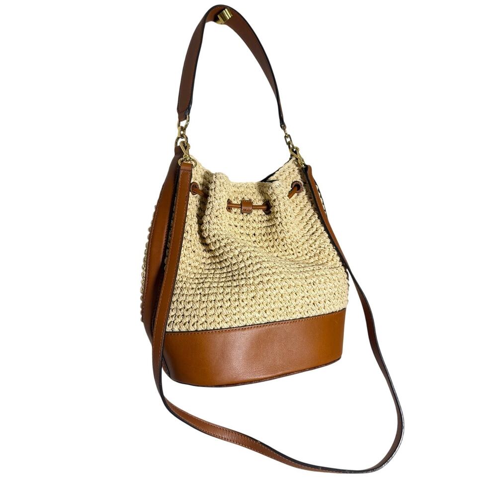 Ralph Lauren Faux-Straw Large Andie Drawstring Bag - Picture 5 of 10